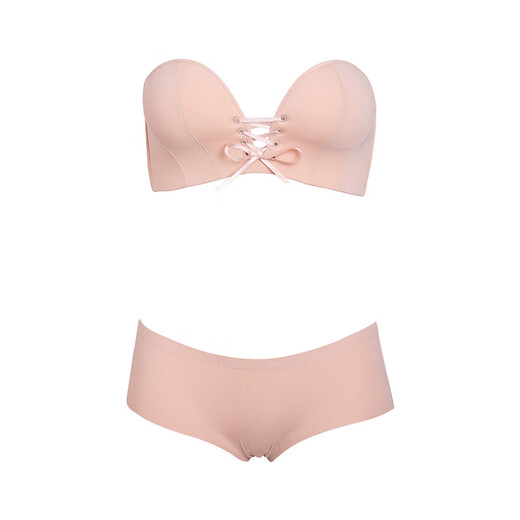 Perfect strapless underwear for women with small breasts, push-up non-slip bandeau style wedding dress, one-shoulder off-shoulder invisible back bra, skin color XS (150)