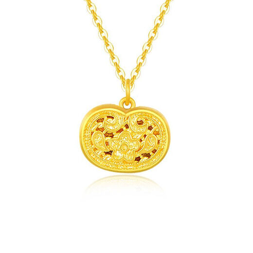 Gold necklace 999 pure gold covered with silver 5D hard gold Ruyi safe lock new Chinese style ethnic style women's necklace pendant filigree Ruyi lock pendant gold content 0.2 grams