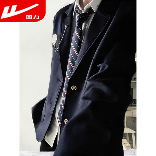 Pull back dk uniform boys preparatory school uniform adult dress a complete set of jk suit jacket couple suit suit class suit black suit + white shirt (free tie) XL