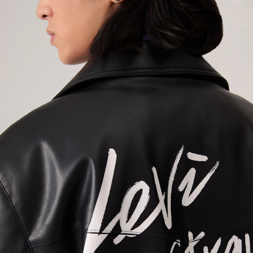 Levi s25 spring new men's imitation leather motorcycle jacket 002XL black S