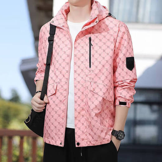 2025 Men's Spring and Autumn New Spring and Autumn Casual Outdoor Trendy Windbreaker Jacket Top CGf Letter Printed Jacket Black XL Recommended 140-160Jin Jin is equal to 0.5 kg