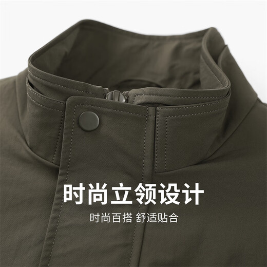 Dances with Wolves Windproof Stand Collar Jacket Men's 2025 Autumn and Winter New Commuting Anti-wrinkle High-Quality Casual Youth Loose Jacket 1078 Military Green 203 L (175)