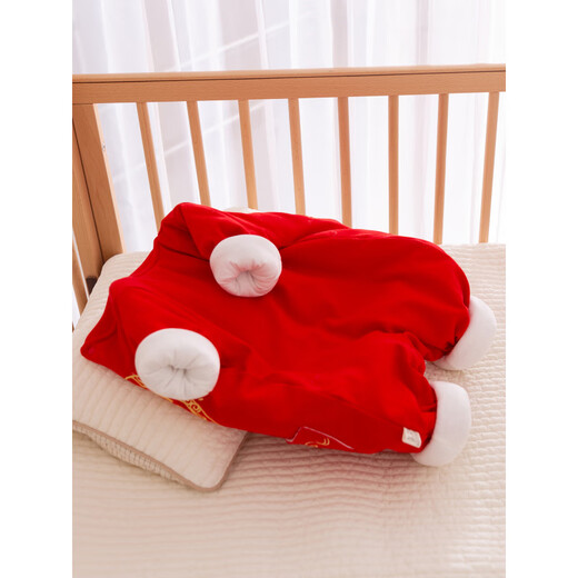 Fat Donglai baby New Year's greeting clothes baby autumn and winter quilted jumpsuit Chinese style same style big red gold ingot 66cm