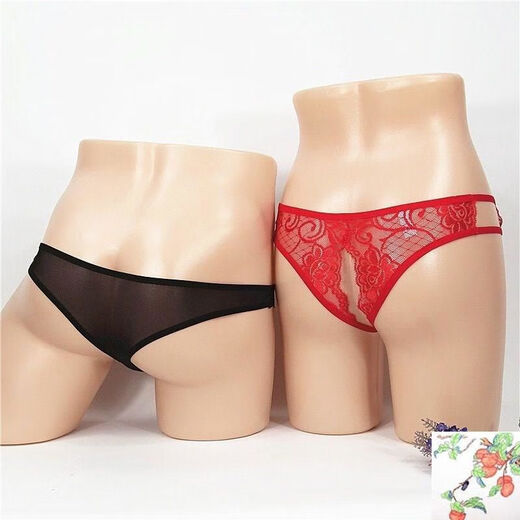 Couple Underwear Couple Style Passion Thong Transparent Set 2022 Trend One Man and One Woman Open Hole and Open Crotch Free Black + Black One Size Confidential Shipping
