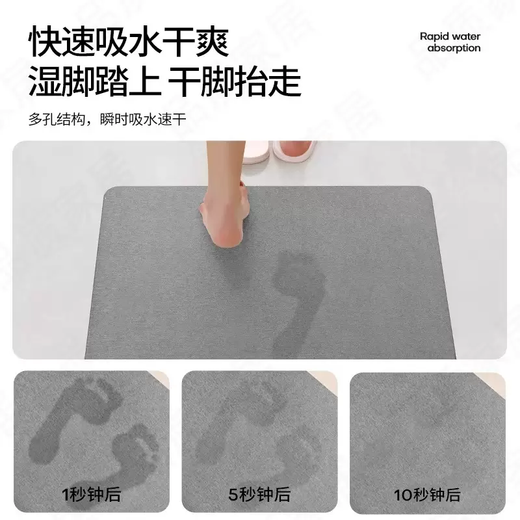 Yusenyi Hard Diatom Mud Water-Absorbent Non-Slip Mat Bathroom Floor Mat Door Entrance Dressing Room Home Non-Slip Quick-drying White Semi-circle 40x60cm (Regular Size Universal)