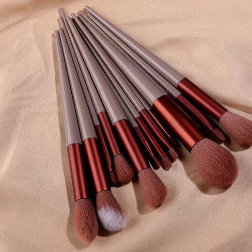 Thirteen pieces of Sijiqing makeup brush set, portable makeup brush, eye shadow brush, super soft powder blush brush, 13 pieces of glazed purple velvet bag, 13 pieces of glazed purple velvet