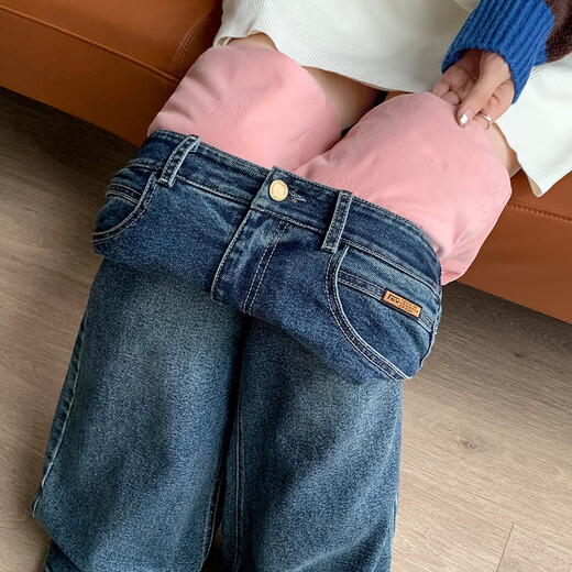 KOVLLIAEN pantalones acolchados de mezclilla de pierna ancha para mujer 2025 invierno nuevo Noreste a prueba de frío menos 40 grados pantalones cálidos pantalones de algodón retro azul pantalones acolchados XL