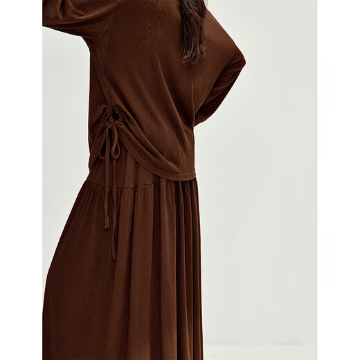 INMAN (INMAN) Inman lazy one-line neck strap knitted suit 2026 spring women's new drape A-line skirt light brown M