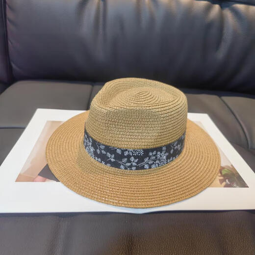 ALBINELE French flat-top straw hat for men and women sunshade and sun protection straw hat for summer travel to the seaside and beach vacation sun hat khaki 53-60CM/adjustable