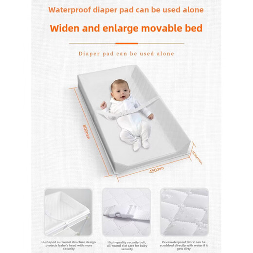 Zhongwentang baby changing pad table touch massage table baby changing pad diaper table waterproof diaper pad new care three-sided protective mat + cartoon cloth cover 80x43cm