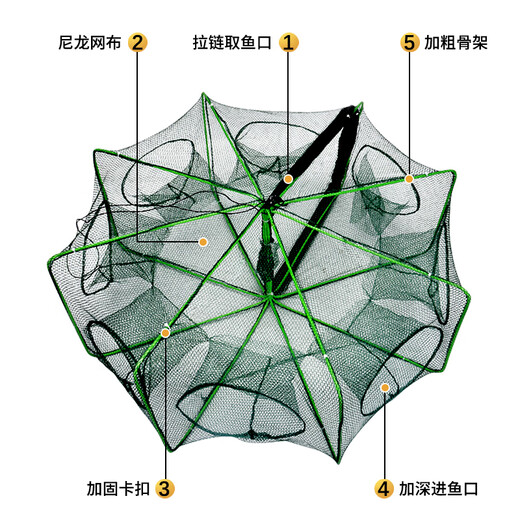 Jingjing Folding Shrimp Cage Fishing Cage Fishing Net Catch eel Fishing Net Lobster Cage Shrimp Net Catch Crab Fishing Cage 8 holes