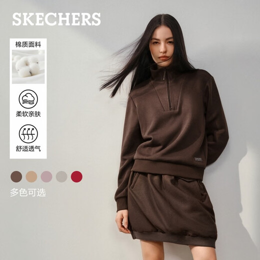 Skechers knitted pullover sweatshirt for women 2025 autumn new long-sleeved jacket casual sportswear L425W012