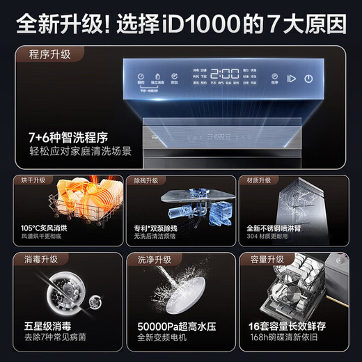 VATTI dishwasher Gemini series 20% national subsidy for independent dual-purpose embedded under-stove dishwasher 16 sets 17 sets 18 sets first-class water efficiency high water pressure frequency conversion industry best-selling iD1000 16 sets 105 five-star disinfection and drying variable frequency dishwashing, heating, drying and disinfection all-in-one machine