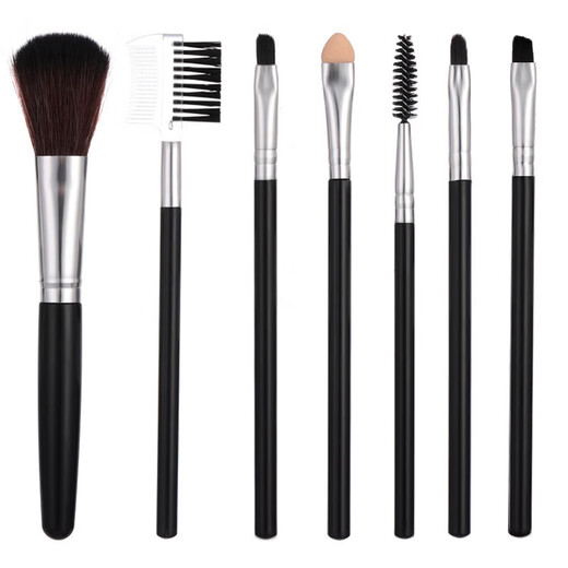 7-piece makeup brush set, high-end makeup, blush brush set, eye shadow brush, lip brush, beauty tool, all-black seven-piece brush 1, all-black seven-piece brush