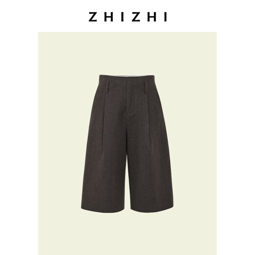 ZHIZHI Siguile all-wool six-point wide-leg shorts retro versatile 25 winter new model Nutshell Brown XS