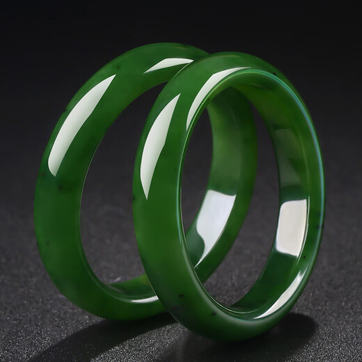 Pure Heart Stone Hetian Jade Bracelet Women's Oily Jasper Slightly Black Spinach Green Jade Bracelet Inner Diameter Approximately 55-56mm