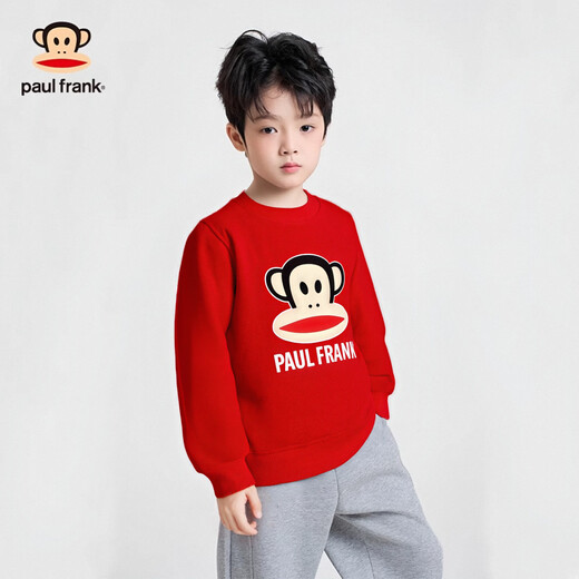 Paul Frank children's sweatshirt 2025 autumn and winter style for boys and girls, comfortable and warm multi-color medium and large children's trendy and versatile jacket 249F red 160
