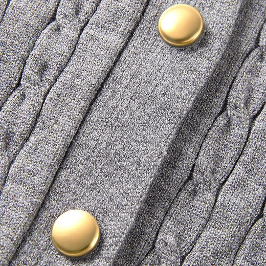 CHOCOOLATE it women's wool college style gray fake two-piece knitted cardigan for women 2025 autumn and winter spliced sweater jacket for women dark blue one size