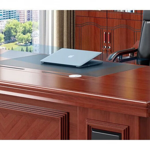 Boss desk, president desk, executive desk, single supervisor desk, manager desk and chair combination, simple modern office furniture, red brown, 1.6 meters single table