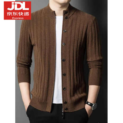 ERDOS Ordos thickened 500g pure wool sweater men's half turtleneck zipper cardigan knitted base black S 165