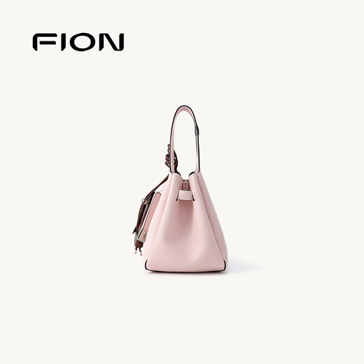 FION 2025 New Bag Genuine Leather Bucket Women's Bag Premium Handbag Large Capacity Shoulder Bag Pink/Brown