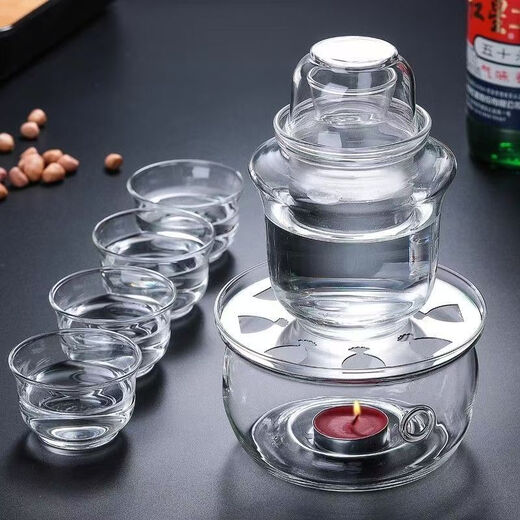 Thickened explosion-proof high borosilicate heat-resistant glass wine kettle, high temperature resistant all-in-one wine kettle, household electric wine warmer, 180 ml wine warmer set