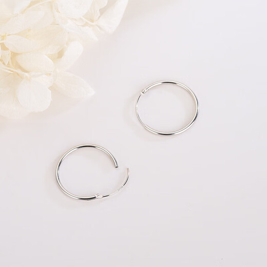 S925 silver large and small earrings, fashionable hoop earrings, Korean style simple plain silver high-end earrings earrings sterling silver 1.5 tube 50mm 925 silver