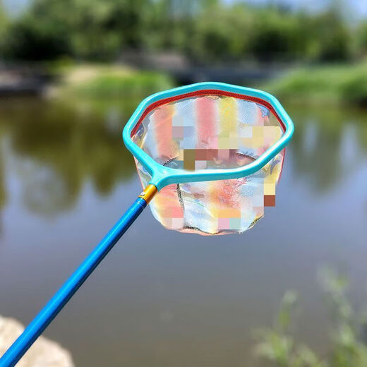 Children's fishing net pocket carbon retractable fishing net to catch small fish, shrimps, tadpoles, butterfly net set children's blue children's copy net without water bucket