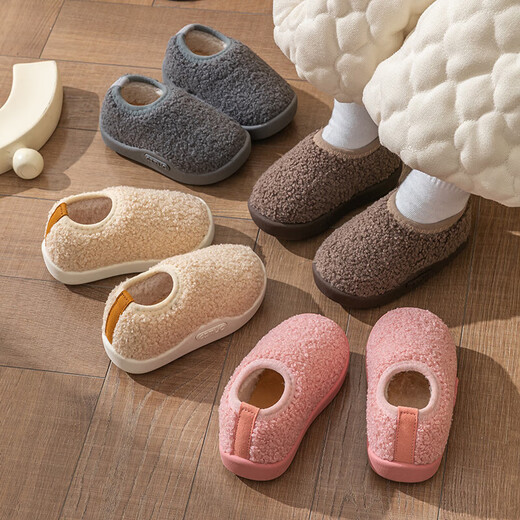 Autumn and winter children's cotton shoes to keep warm girls' thick soft-soled slippers bag heels cotton slippers plus velvet shoes boys' velvet shoes pink 18 180 suitable for feet length 16.9-17.8