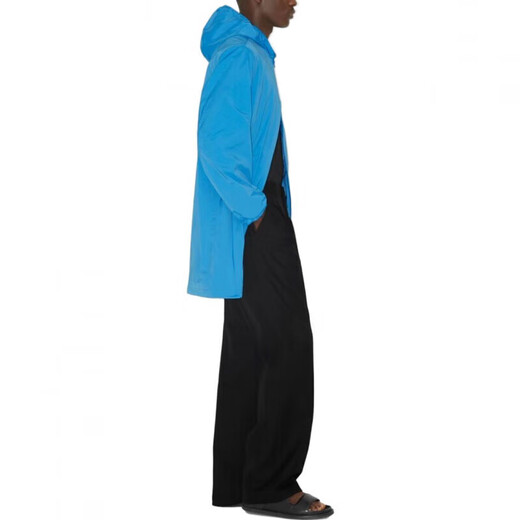 BURBERRY solid color hooded zipper mid-length long-sleeved windbreaker for men sky blue XS