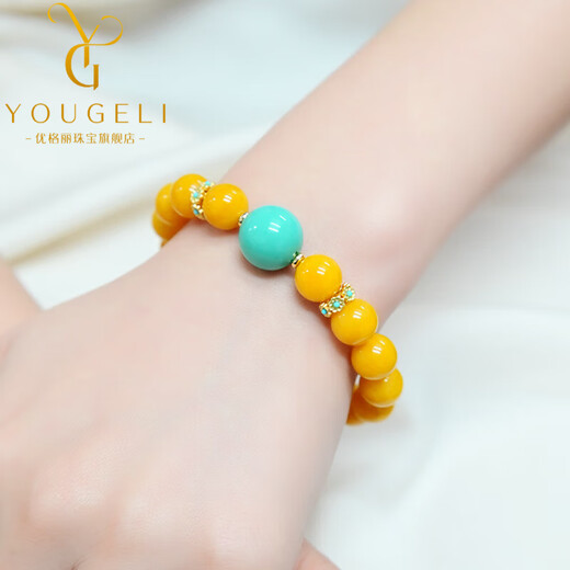 Yogurt Natural Beeswax Bracelet Round Single Circle Bracelet Temperament Turquoise Jewelry Ancient Style Elegant Women's Bracelet Beads 10mm