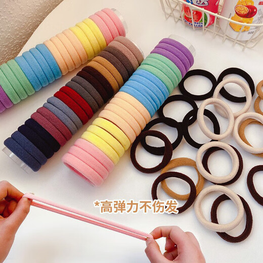 New canned high ponytail headband hair tie for girls, high elasticity and durable rubber band leather headband, 1 can of 20 pieces, Morandi color