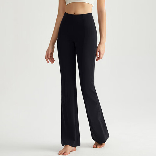 LULULMCCTN High Waist Hip Lifting Yoga Flare Pants Women's Slim Fit Fitness Pants Naked Feeling Pilates Training Fitness Pants Qingyan Gray L