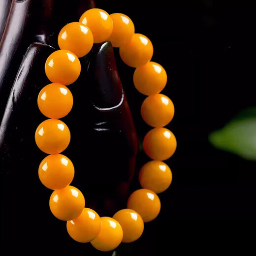 Fan Jialun old beeswax bracelet for women full of honey chicken fat yellow amber bracelet for women round beads single circle men's transfer beads jade beads beeswax round beads 8-9MM 21 pieces