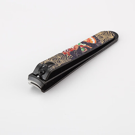 National style lion awakening nail scissors with beveled mouth and flat mouth for home use manicure nail clippers manicure tools lion awakening nail clippers (flat mouth with oblique mouth) - PR 2 pieces black