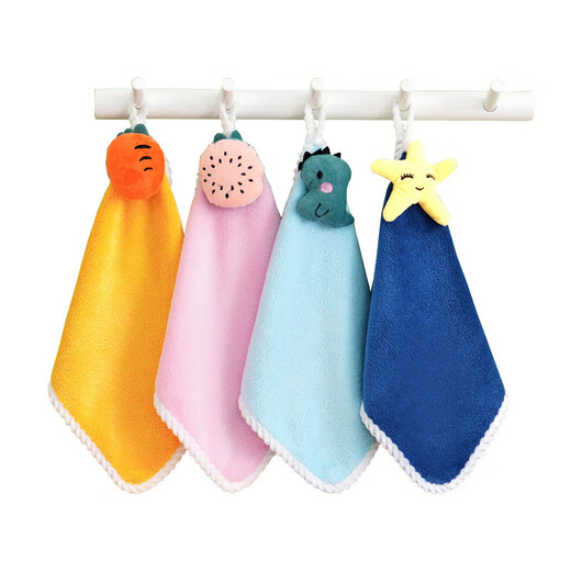 Hanging hand towel, coral velvet hand towel, lint-free, water-absorbent, cute cartoon handkerchief, hanging blue 30*30cm