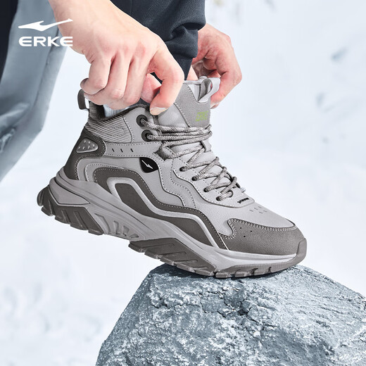 鸿星尔克男鞋高帮棉鞋保暖增高防滑运动鞋子男休闲鞋炽野3