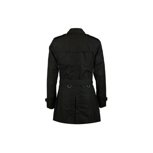 BURBERRY solid color lapel double-breasted belted windbreaker men's black black S