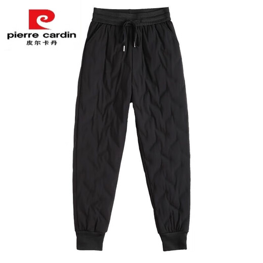 皮尔卡丹（pierre cardin）白鸭绒羽绒裤女士外穿冬季2025新款时尚高级防寒保暖棉裤加绒加厚 黑色无拉链（常规款） 1.62米以下 L  75-95斤