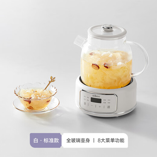 Colorful Dingdang (QICAIDINGDANG) health kettle all glass health kettle teapot health kettle glass thermostatic kettle all glass health kettle tea boiler thermostatic kettle all glass 0 glue Snow White - Standard 1.2L