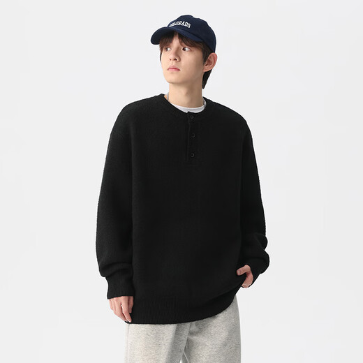 Jianzheng autumn and winter men's sweater Henry collar lazy style sweater casual warm jacket khaki M recommended 110-135Jin Jin equals 0.5 kg