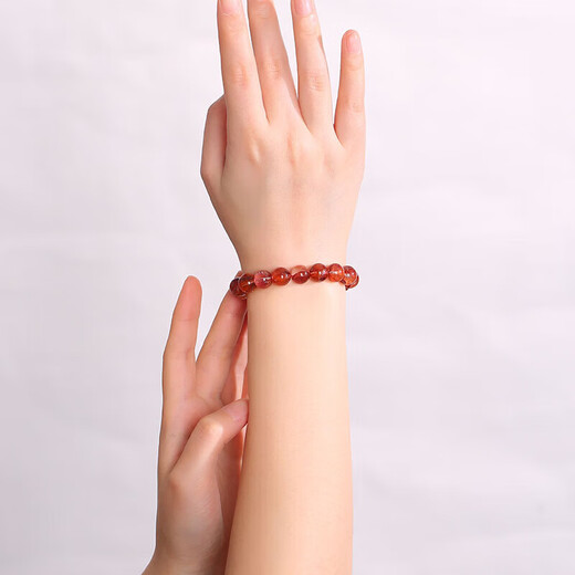Junliang Collection Grade 7A+ Auspicious Red Glue Flower Tanzania Old Mineral Light Luxury Crystal Good Luck Bracelet Jirui Stone 10mm
