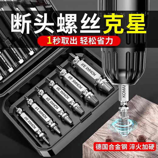 Broken wire extractor artifact to remove broken-head screws, sliding thread, anti-thread thread extractor set, untapping tap removal, double-head wire extraction model, 5-piece set