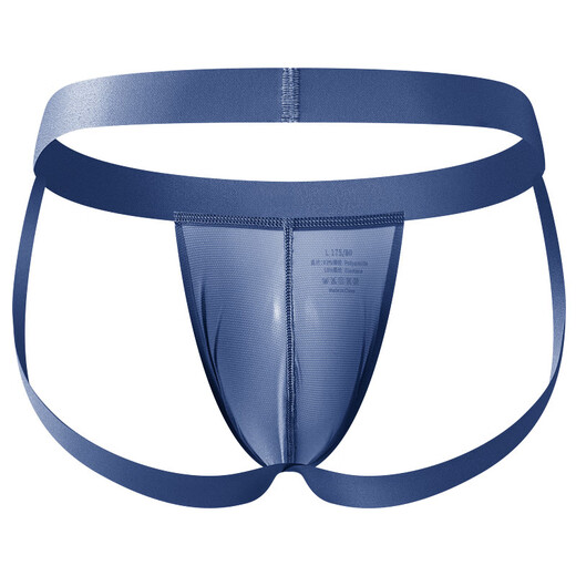 Men's Double T-Pants Ice Silk Sexy T-Pants Men's Summer Ultra-Thin Transparent T-Pants Showing Buttocks Trendy Large Size Black M