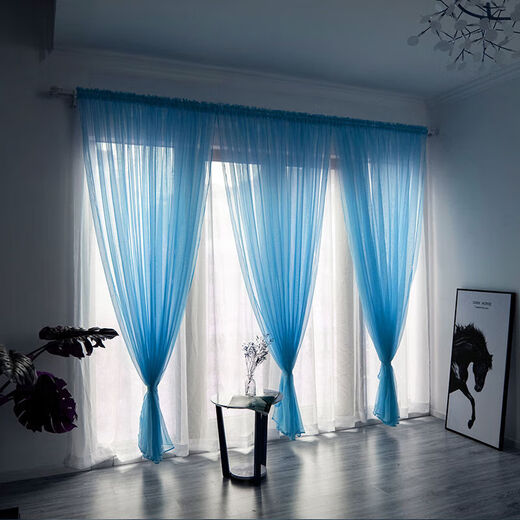 Befulang Nordic simple light-transmitting curtain gauze solid color finished gauze curtain Japanese style bedroom bay window balcony living room gauze customized piece white 1.5 meters wide * 2.7 meters high (Velcro)