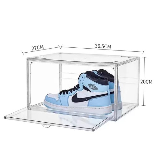 Yusenyi Long Boot High Top Shoe Box Extra Large Storage Box Magnetic Anti-oxidation Dustproof Fully Transparent Acrylic Storage Box (Full Transparent Large Universal Style) 10 Pack 36x27x20