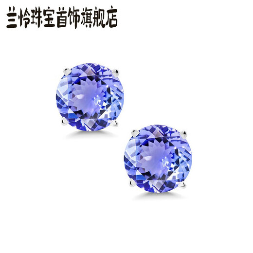Lanlian 1.8 carat tanzanite earrings for women 14K gold colored gemstone couple earrings 6mm classic earrings gift