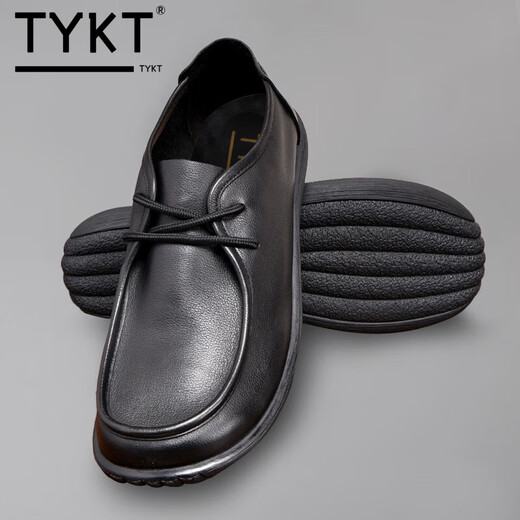 TYKT business casual shoes men's new top layer cowhide British leather shoes men's summer low-top breathable men's shoes TY2964 black 39