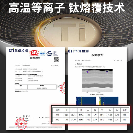 Konbach wok real titanium non-stick pan uncoated antibacterial wok 0 coating 316L stainless steel induction cooker gas universal