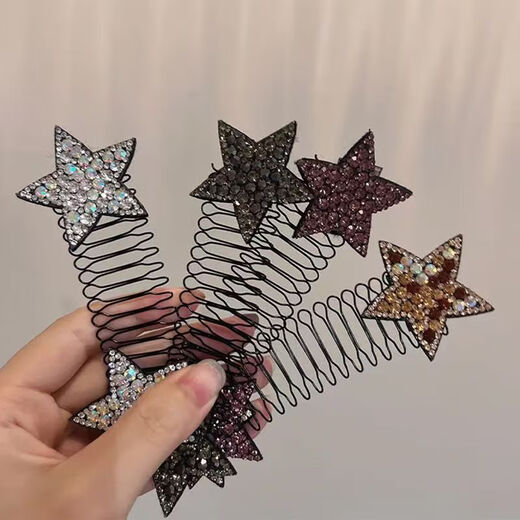 Zan Yingmei Star Internet celebrity high-end hair accessories five-pointed star bangs combing and hair sorting artifact children and adults universal hair clip star style 1 pack random color